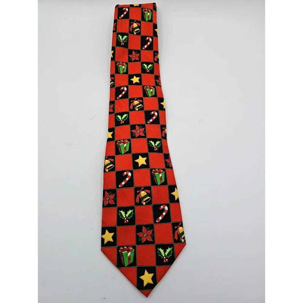 Keith Daniels Christmas Holiday Necktie Red Gift Candy Cane Wide Poly